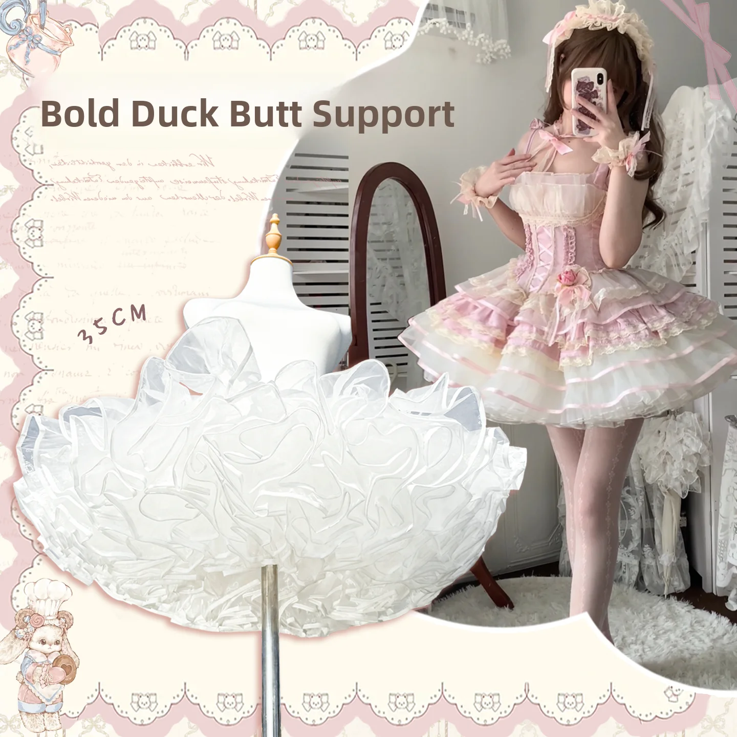 Ballet Style Lolita Soft Tulle Skirt Support Four Layers No Bone Flying Clouds Short Strap Puffy Skirt Versatile mid Waist De...