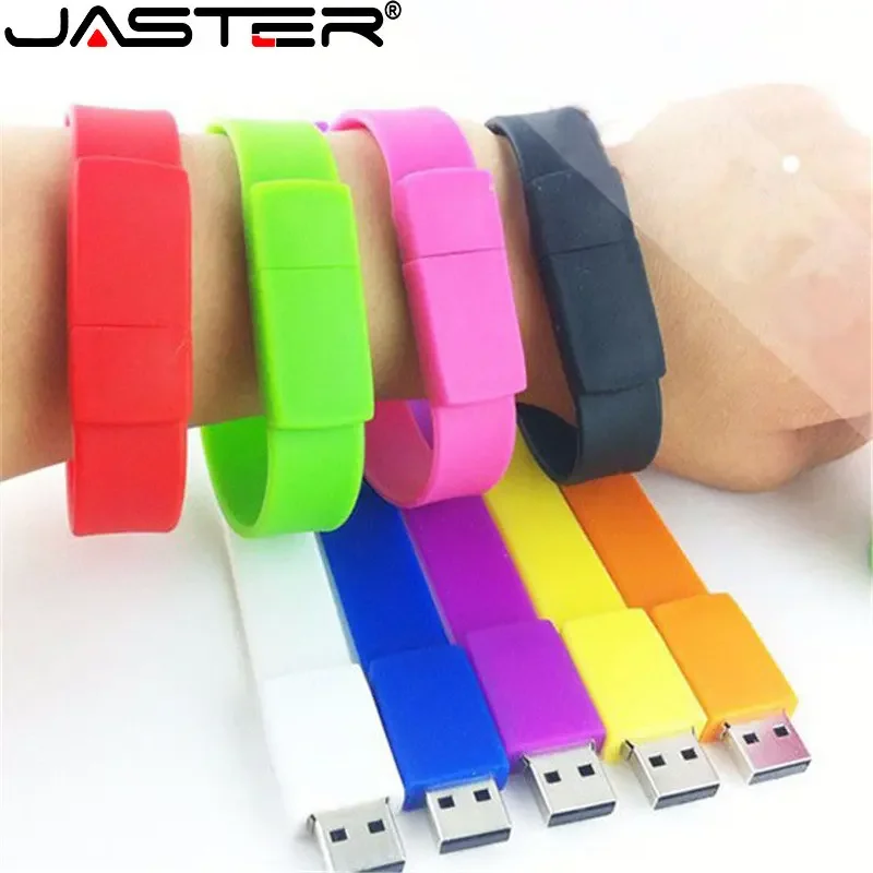 JASTER Fashion Wristband USB 2.0 Flash Drives 64GB 32GB Pen Drive Creative Business Gift for Kids Memory Stick 16GB Pink U Disk