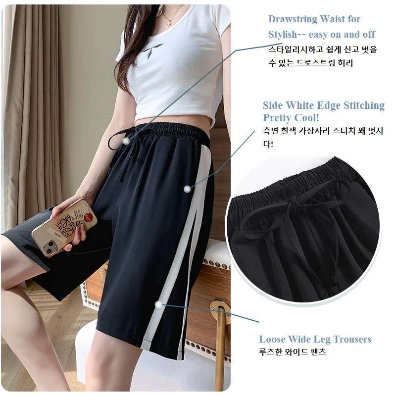 Shorts Women\'s Cycling Summer Shorts High Waist Patchwork Shorts Oversize Casual Basic Short Pants Korean Fashion CI CHENG