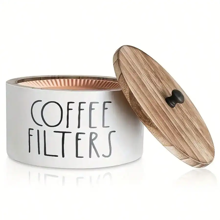 1pc Coffee Capsule Holder, Composite Wood Moisture-Proof Organizer With Dome Lid For Coffee Pods/Tea Bags, Multi-Use Kitchen Counter Decor & Gift-Ready Coffee Bar Accessory, 6.3inch