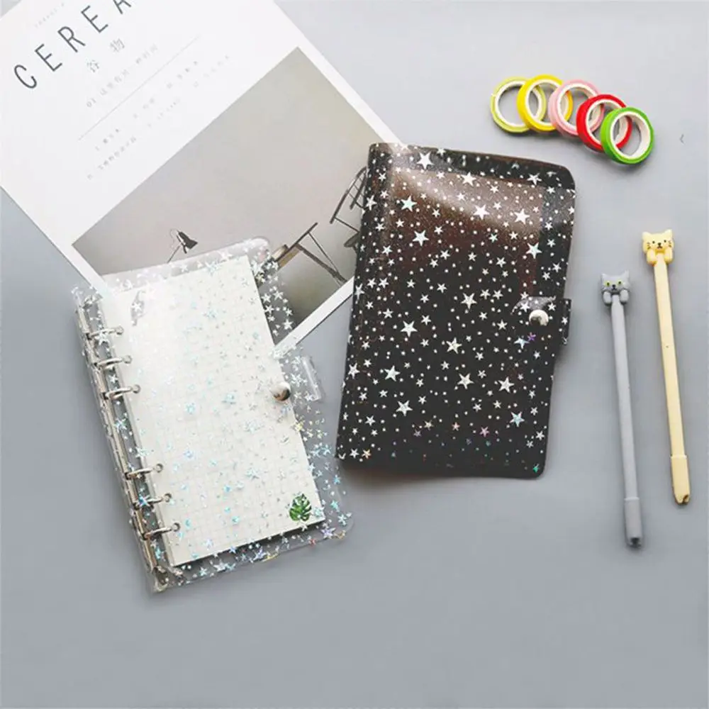 Journal Soft PVC Star Style Notebook Waterproof Loose Leaf Notebook Binder Cover Notepad Cover Notebook Cover Loose-Leaf Cover