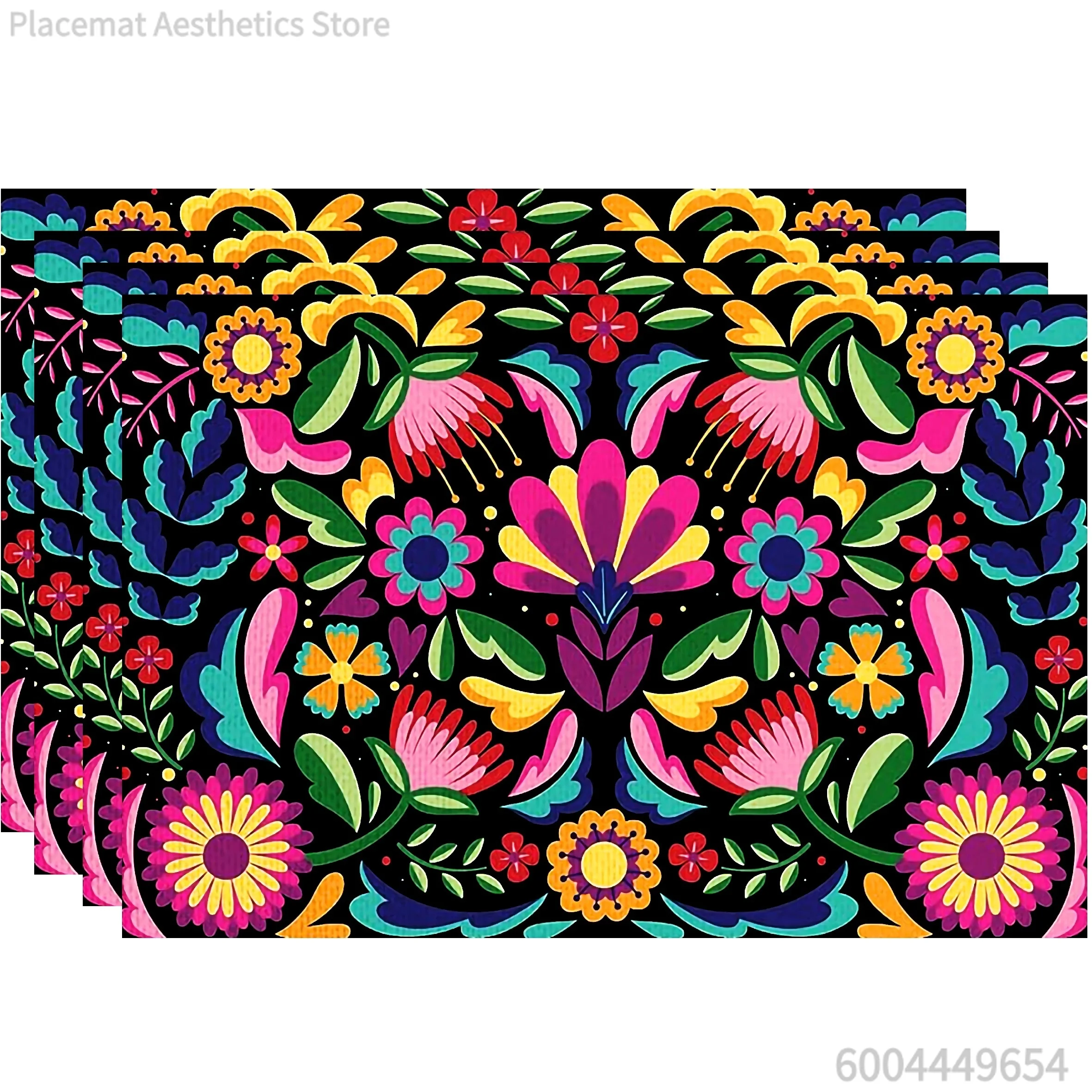 Mexican Day of The Dead Sugar Skull Floral Print Super Absorbent Drying Mat Waterproof Kitchen Counter Dining Decor Placemat