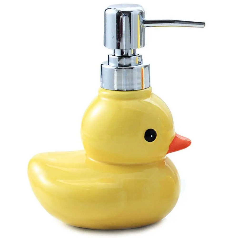 450/270ml dispensador de sabão amarelo dos desenhos animados pato mão desinfetante garrafa cerâmica recarregável loção recipiente armazenamento chuveiro gel