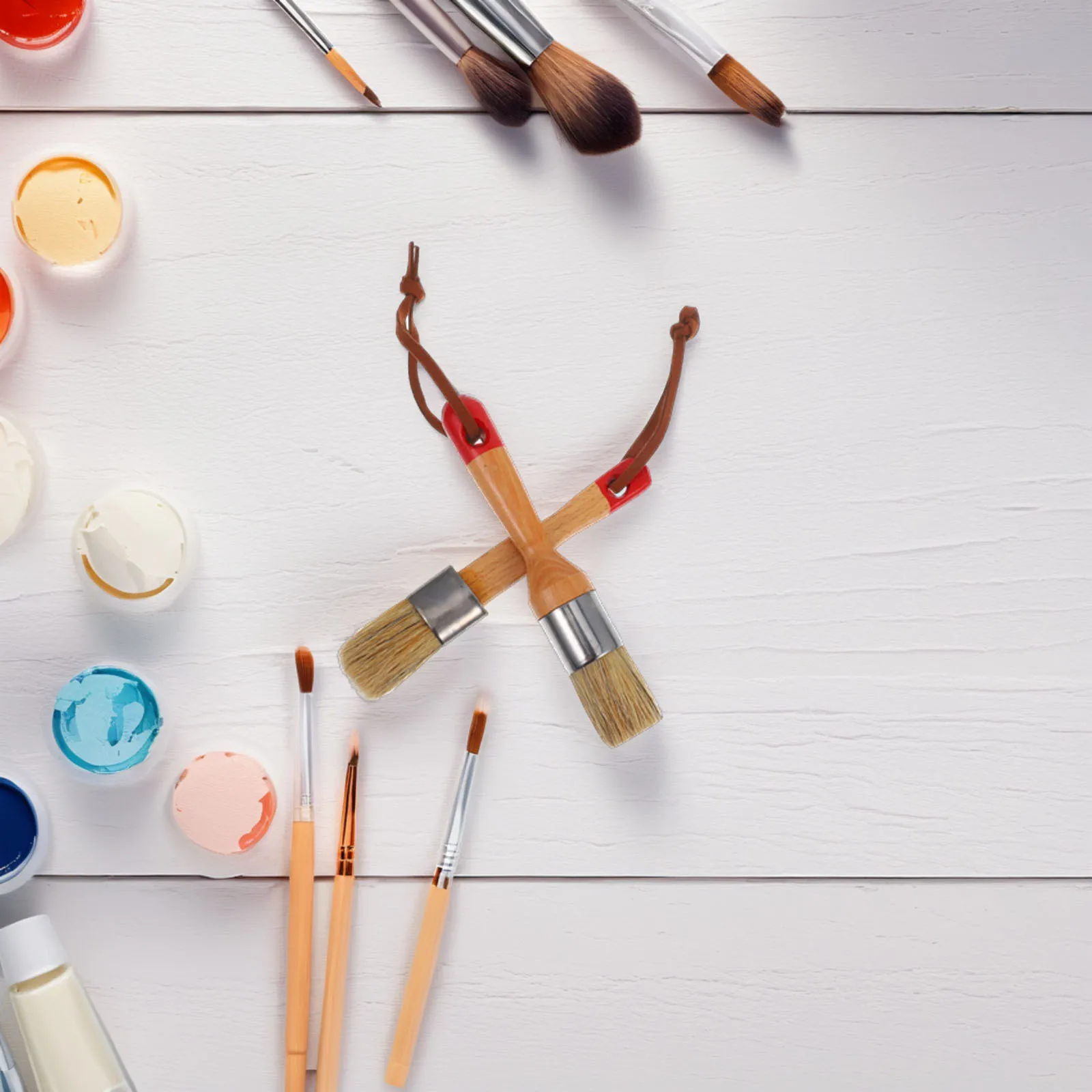 

2 шт. круглые восковые кисти из чистой щетины, ручки из березы, прочный домашний декор, мебель, полировка, художественные проекты «сделай сам»