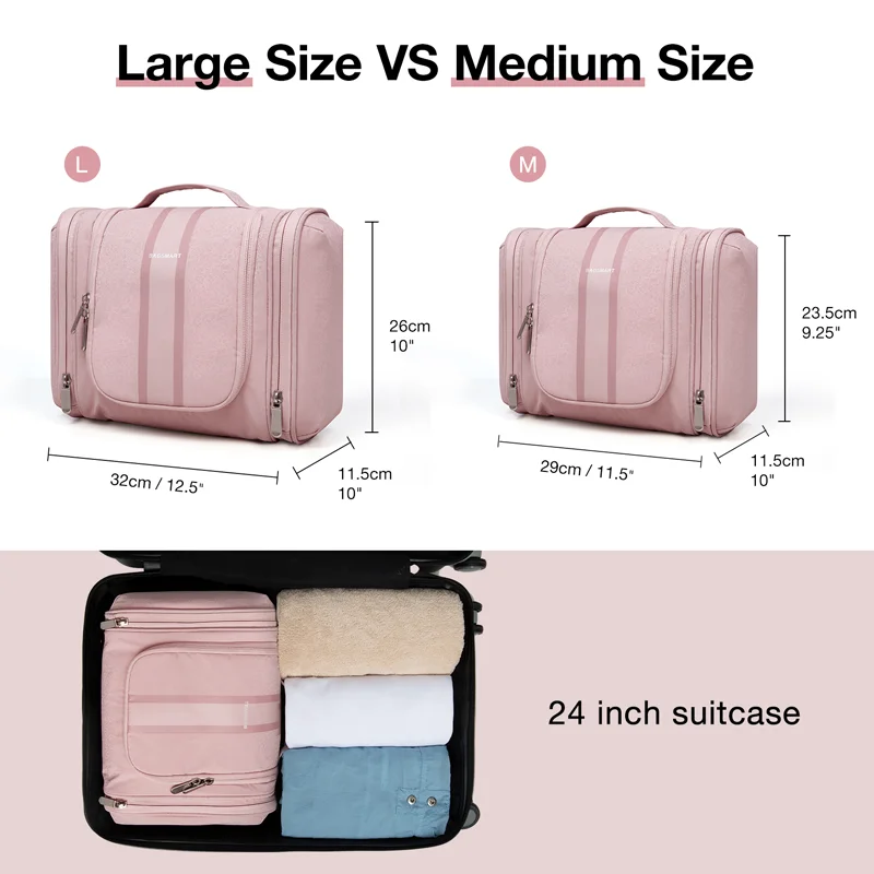 BAGSMART Cosmetic Bags Transparent Hangking Makeup Cases Large Capacity Women\'s Travel Bags Men Toiletry Contain Organizer