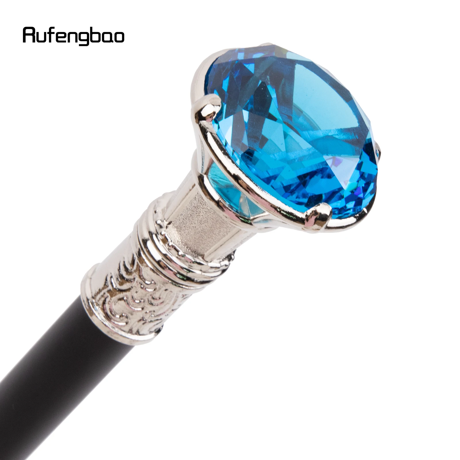 Blue Diamond Type White Walking Stick with Hidden Plate Self Defense Fashion Cane Plate Cosplay Crosier Stick 93cm