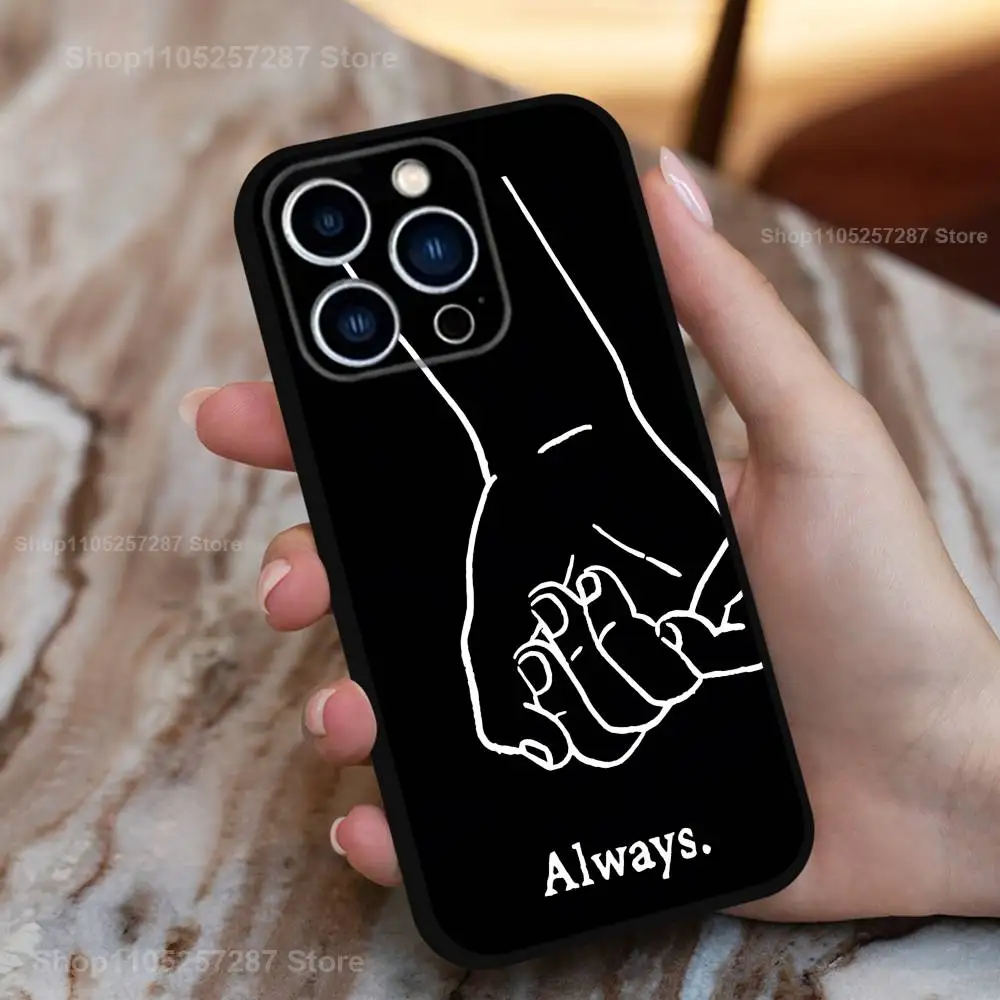 Girls Bff Best Friends Art Case For iPhone 12,14,15,16,17,13,11,X,Mini,Plus,Pro Max,8,7,XR,SE,XS,Soft Silicone Black