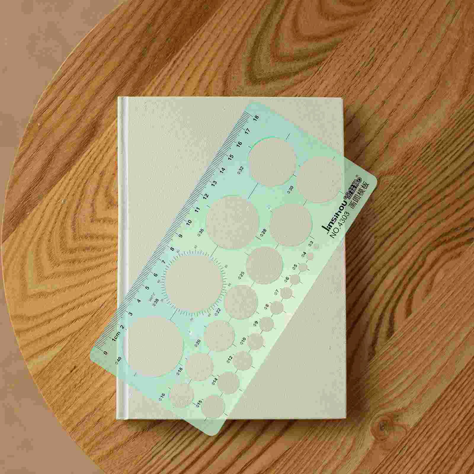 2 Pcs Geometry Measurement Template DIY Drawing Round Tool Geometric Plastic Rulers Students Stencils Tools