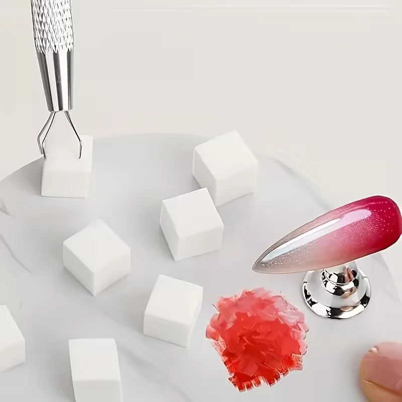 Mini Nail Sponge Puff & Nail Grab Clips, Gradient Blush Nail Art Tools for Ombre & Smudge Effect