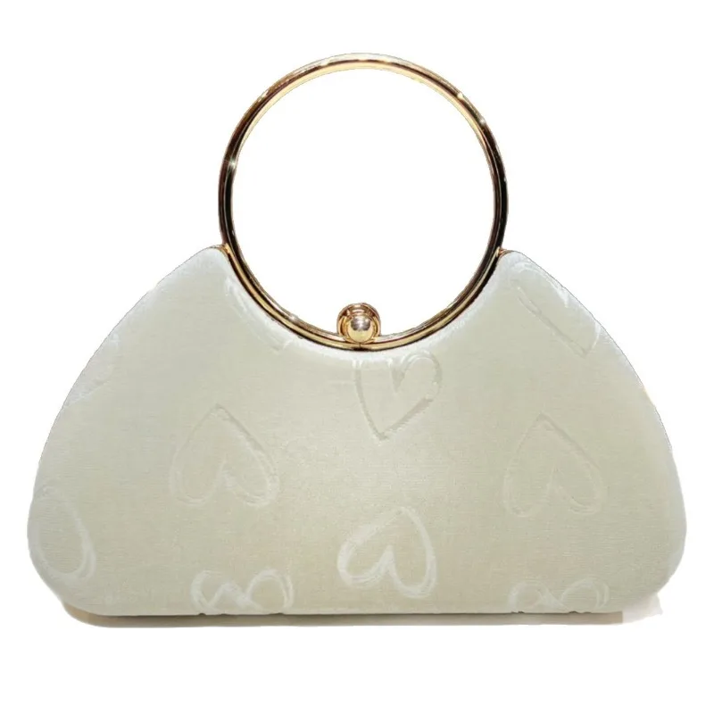 

Heart-shaped Velvet Pattern Women's Evening Bag Wedding Bridal Elegant Chain Shoulder Bag Banquet Clutches Bag Sac A Main Femme