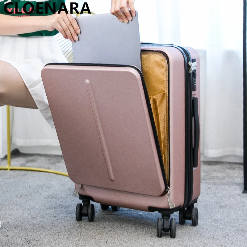 Bagaglio per Laptop COLENARA nuova custodia per imbarco con copertura aperta anteriore 20 "24" pollici Trolley di grande capacità ABS + PC bagaglio a mano da donna