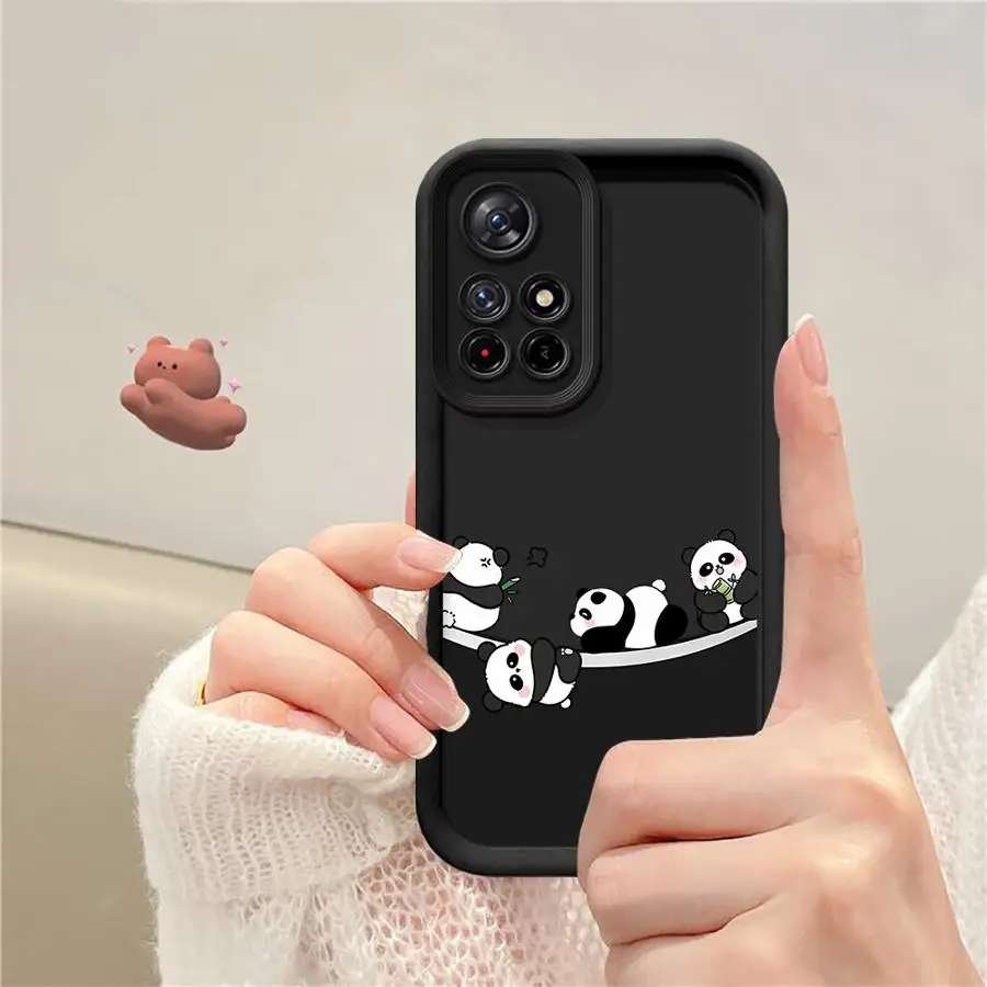 حافظة باندا كرتونية لطيفة لهاتف Xiaomi Redmi Note 13 14 Pro Plus 10 11 12 Pro 12s 11s غلاف ناعم