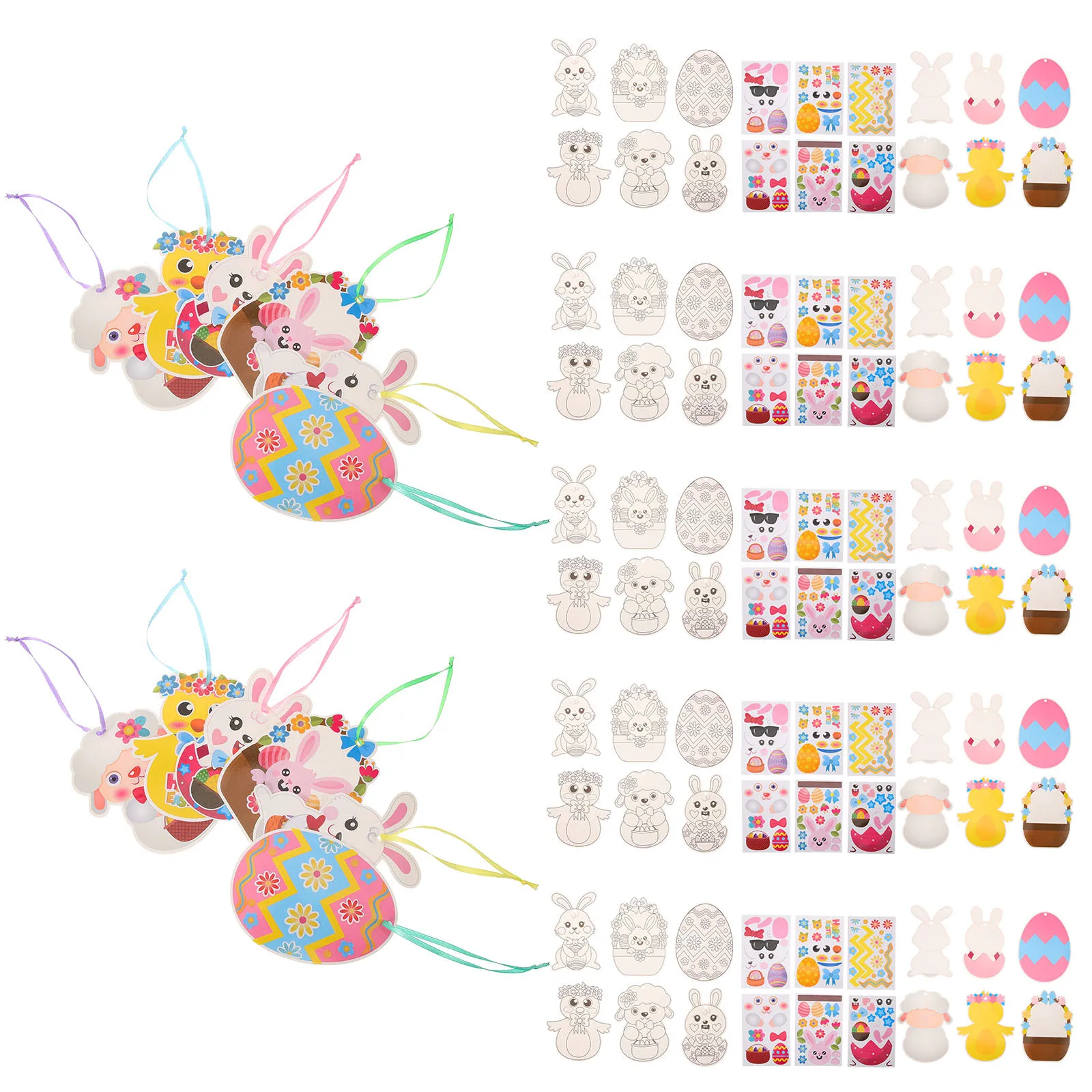 

1 set 1 Set Diy Cards Hanging Ornament Craft Kit For Easter Decoration Stickers Scene Gift Party Favor Easter Crafts Kits