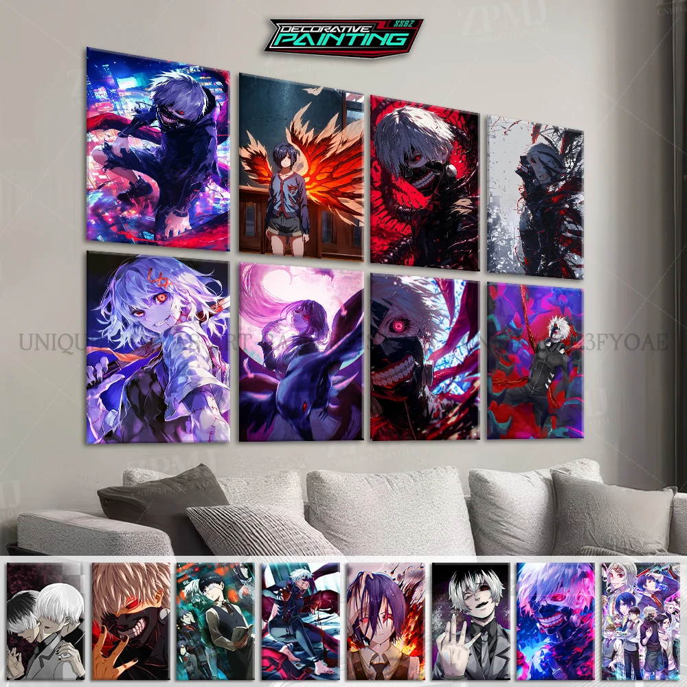 Tokyo Ghoul-imágenes en lienzo para decoración del hogar, arte de pared, pinturas interiores, impresiones, póster de dibujos animados moderno, sala de estar sin marco