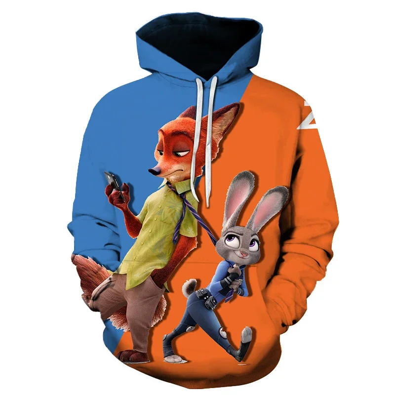 Disney Zootopia Judy Nick Men Women 3d Hoodies Casual Hip Hop Streetwear Long Sleeves Sweatshirts Boys Girls Autumn Tops Coats