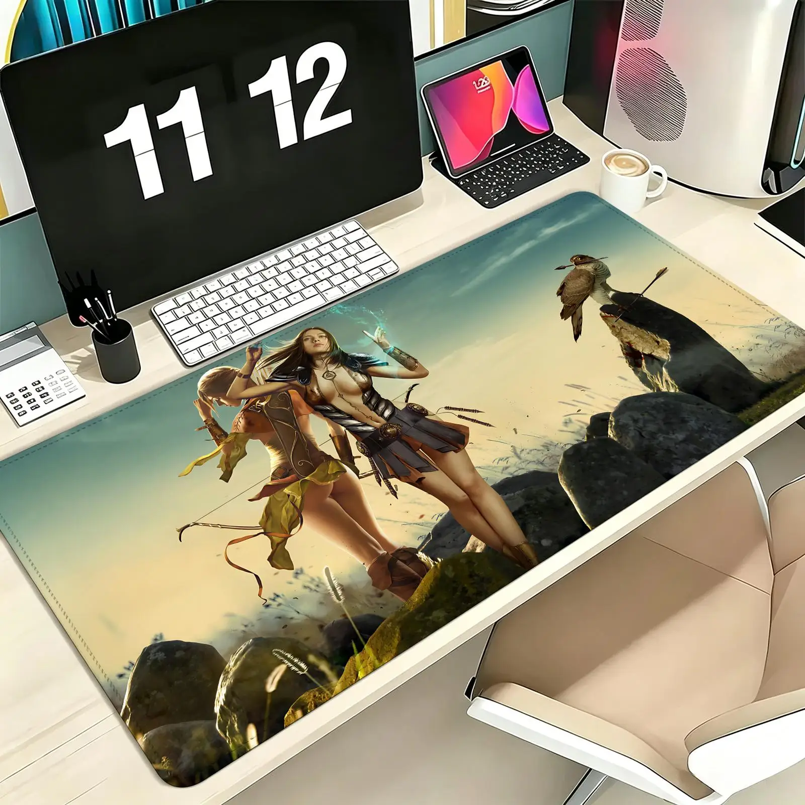 Pro E-Sports Gaming Mousepad Extra Large Non-Slip Stitched Edge Keyboard Laptop Desk Mat For PC Gamer Black Desert Online