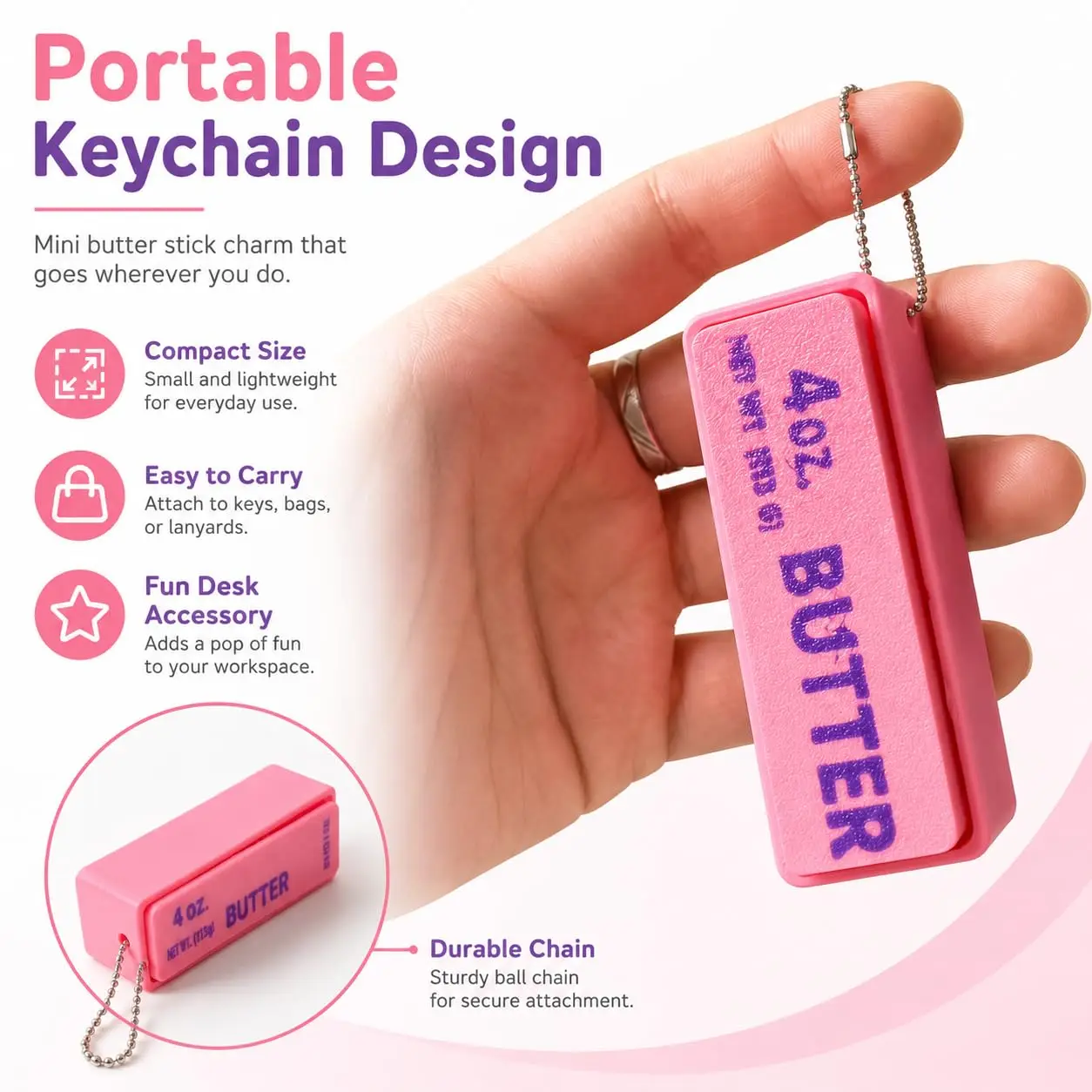 3 Pack 3.2in Butter Clicker Funny Butter Shape Stress Relief Gadget Novelty Desk Accessory Portable Fidget Item Unique Gift