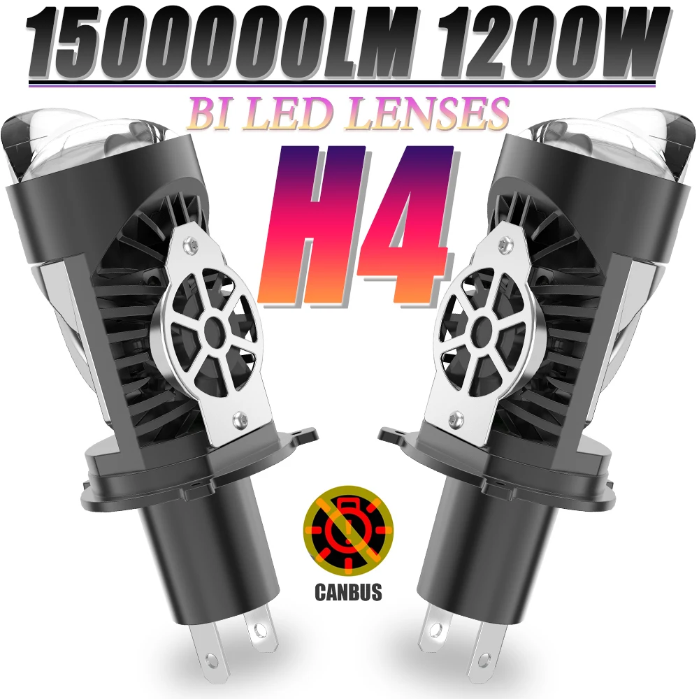 

H4 Bi Led Lenses Headlight Bulb for Car Motorcycle 1500000LM CANBUS Fog Lights Hi/Lo Beam Auto Mini Projector Spotlights 12V 24V