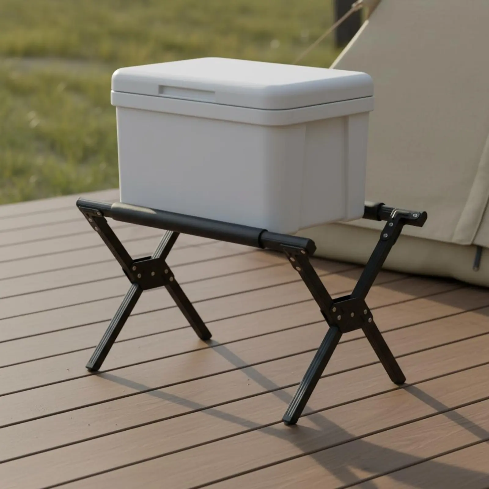 Folding Beverage Container Stand Foldable Design Aluminum Frame Beverage Container Rack Portable Ice Chest Rack Anti-Slip