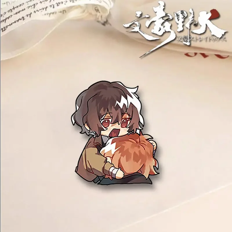 Bungo Stray Dogs Acrylic Brooch Dazai Osamu Nakahara Chuuya Anime Accessories Q Version Cartoon Badge Cute Bag Ornament Collect