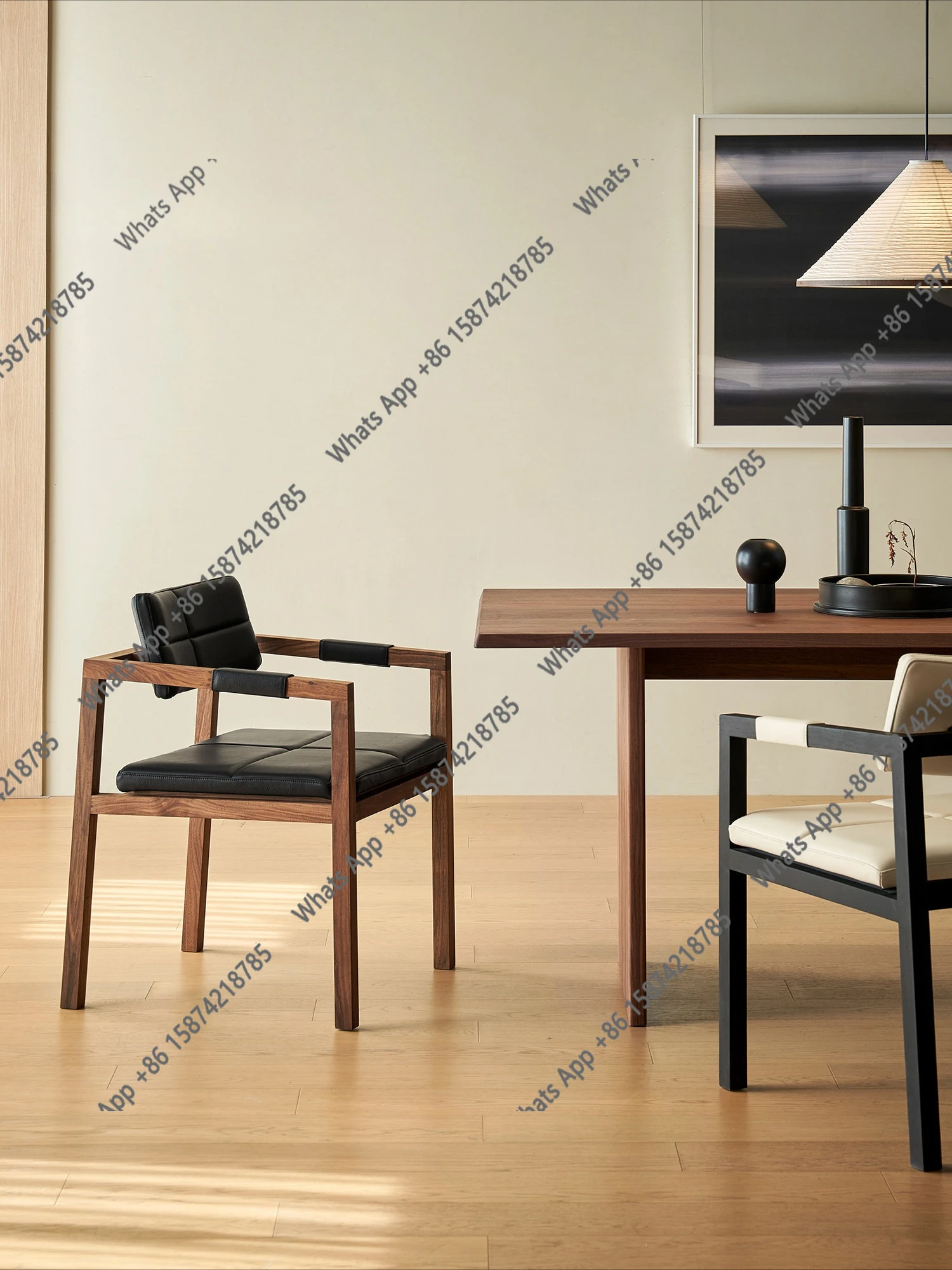 

Nanmu dining chair solid wood tall designer home backrest soft bag chair coffee book chair designer