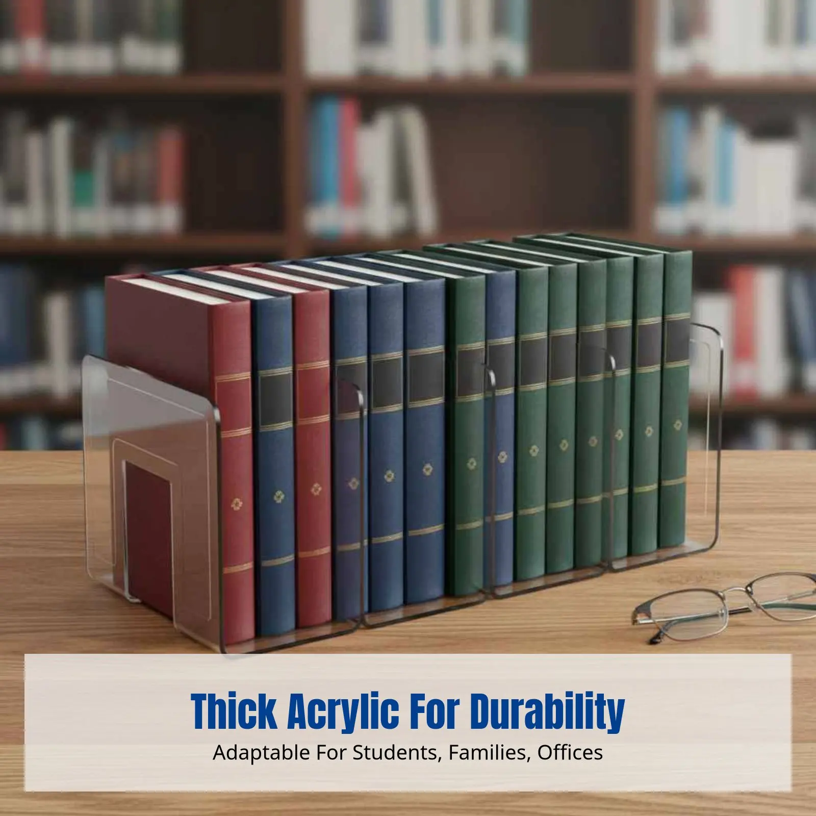 Acrylic Book Stand, Desktop Organizer, Transparent Divider, Thickened Sturdy Rack for Office or Home