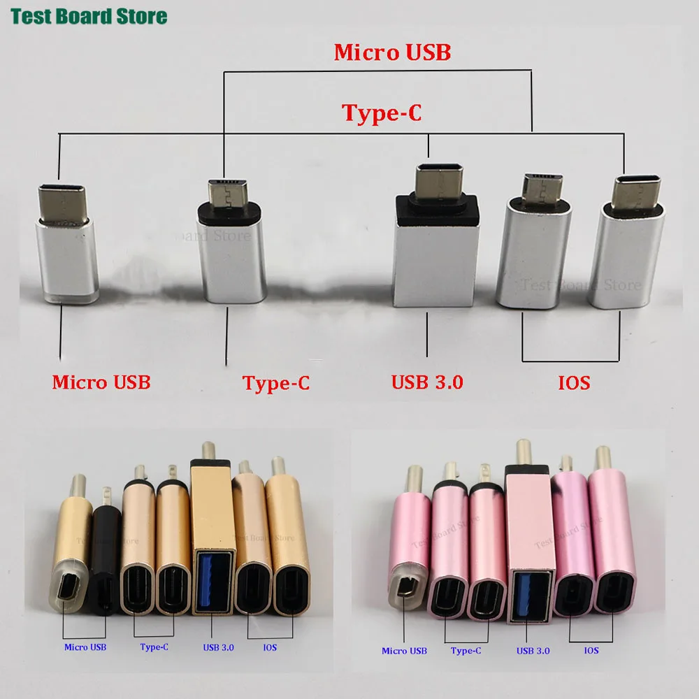 1Pcs Type-C Adapter Micro USB 3.0 Converter Phone Charging Data Transfer Adapter for Samsung Xiaomi Huawei iPhone