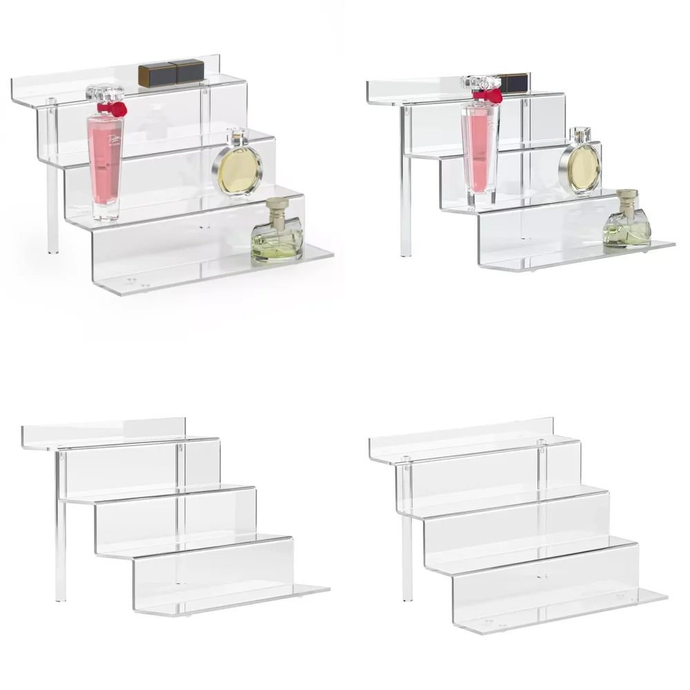 

4 Tier Acrylic Display Shelf Riser for Perfume Cupcake Dessert Figure Organizer Clear Storage Rack Countertop Display Stand