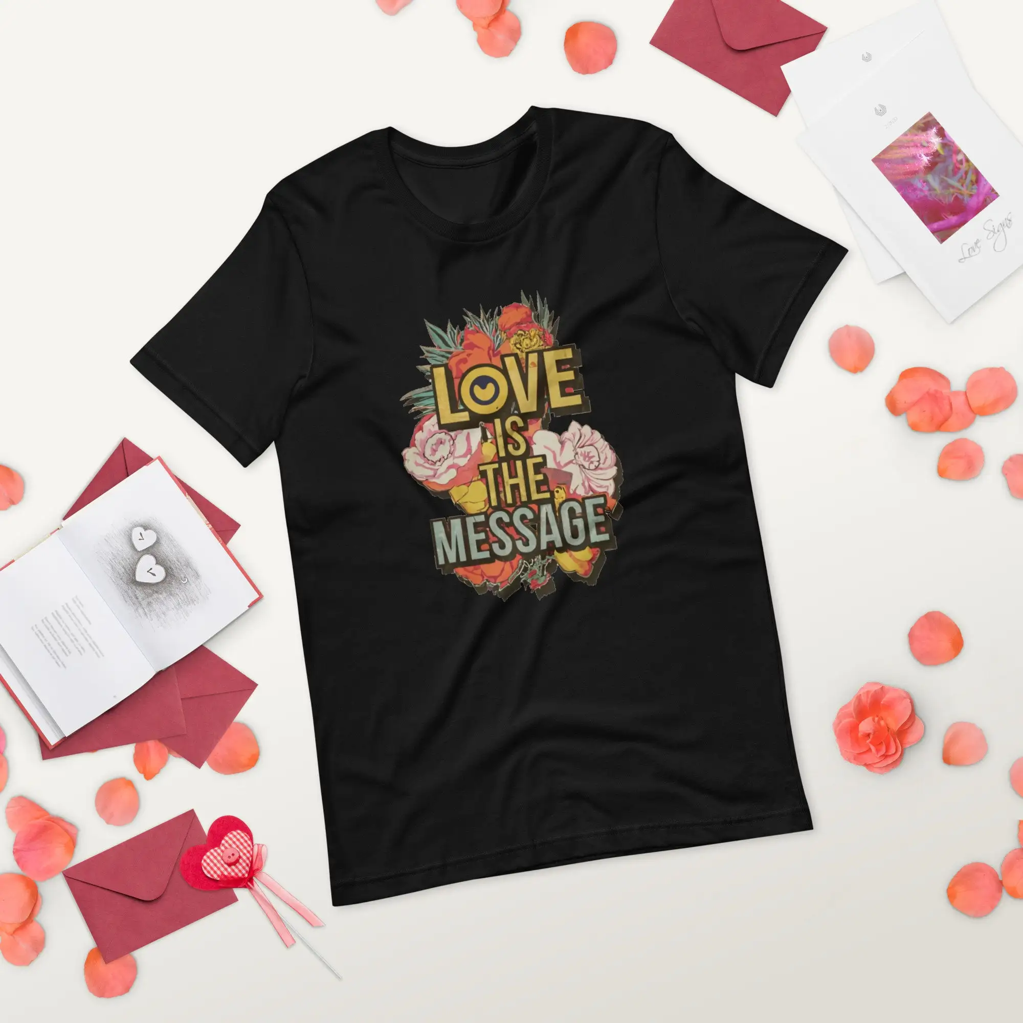 Love T Shirt Floral Peace For Girlfriend Wife Friend Empowering Uplifting Flowers Harmony Breathe Message Of