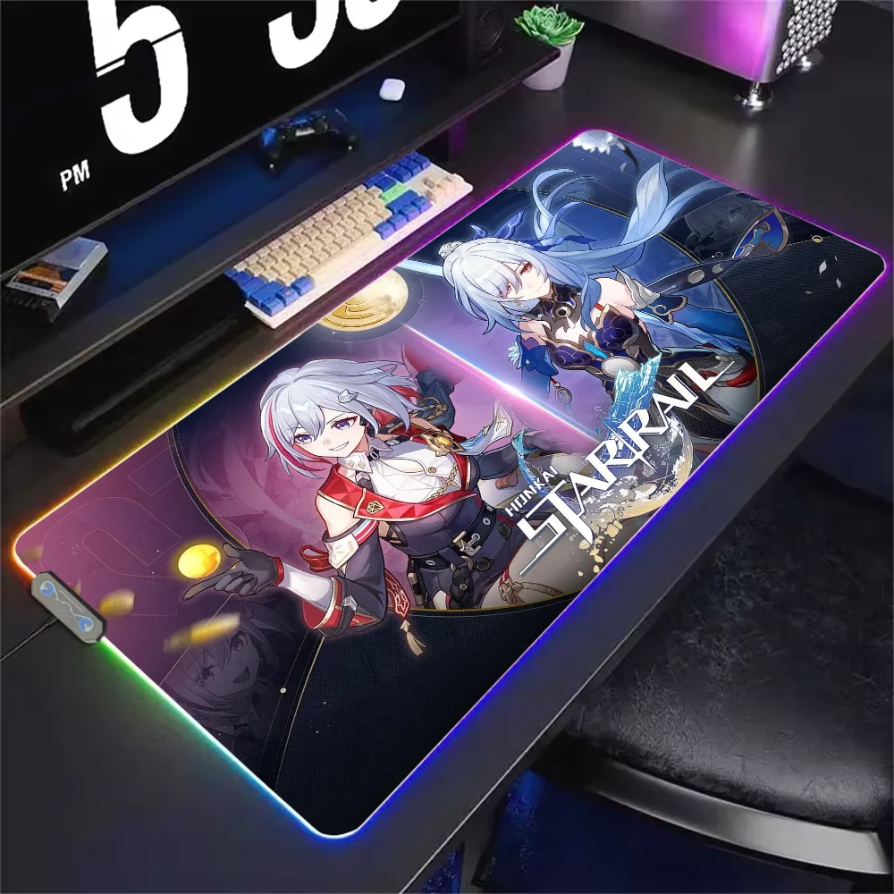 

Game Honkai Star Rail Topaz and Numby S Mouse Pad RGB LED Light Non-Slip Rubber Base Waterproof Office PC Home Best Price Desk-M