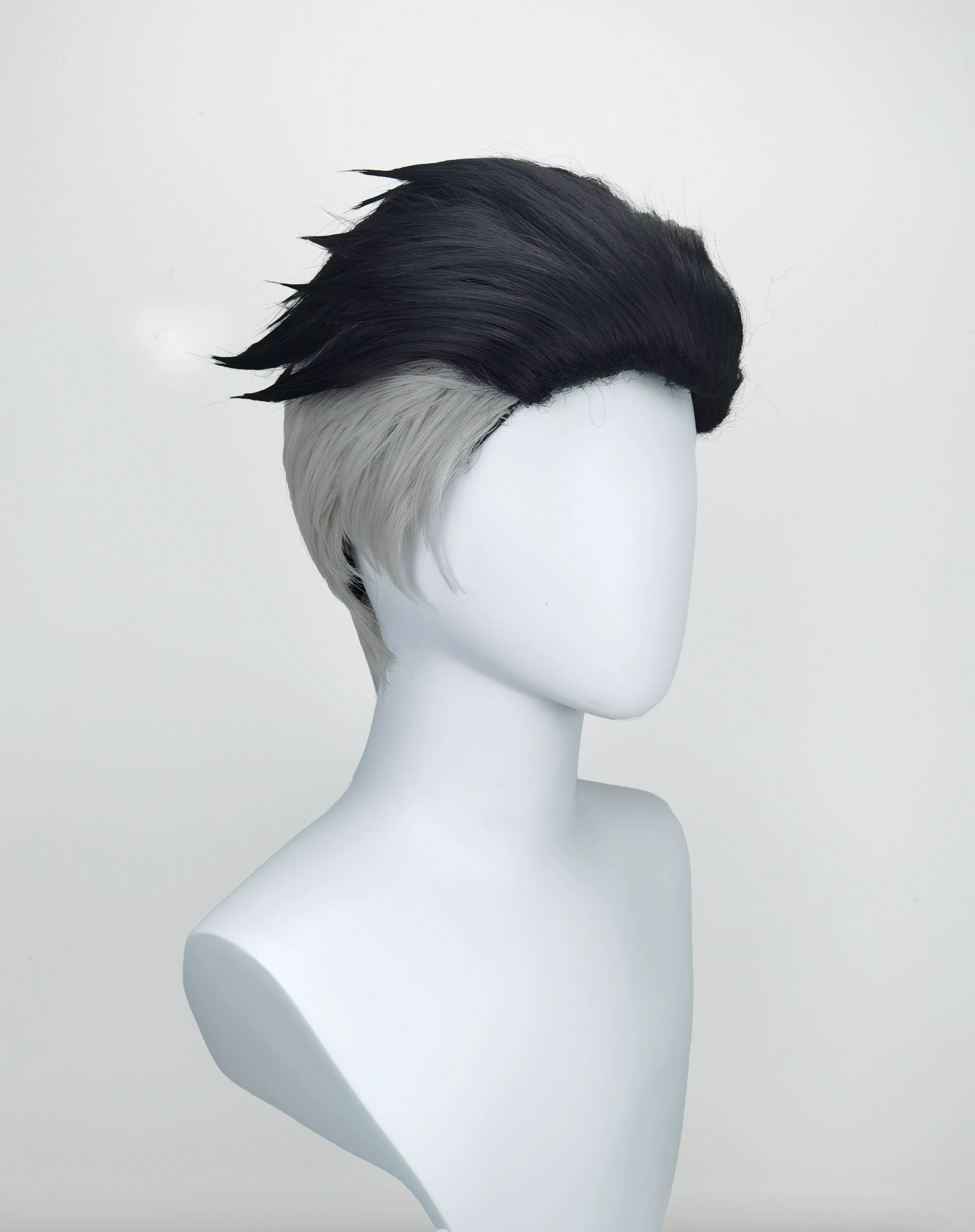 Dämonentöter: Hashira Gyomei Himejima – Cosplay-Perücke mit Witwengipfel und geschlitztem Rückenhaar