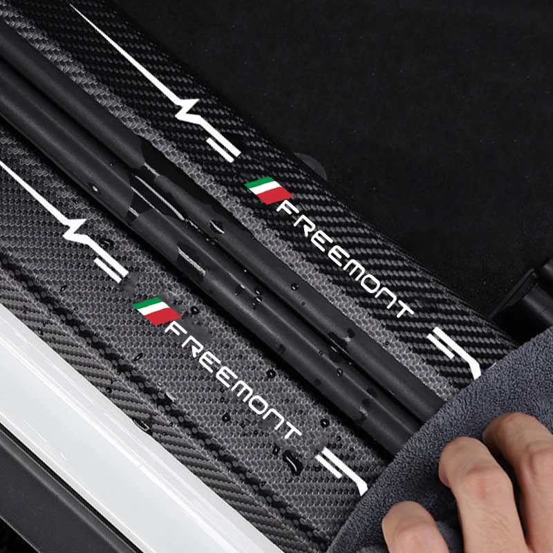 Carbon Fiber Car Door Edge Sill Protector Strip Stickers for FIAT FREEMONT 2023 2021 2019 Rear Trunk Bumper Scratch Guard Cover