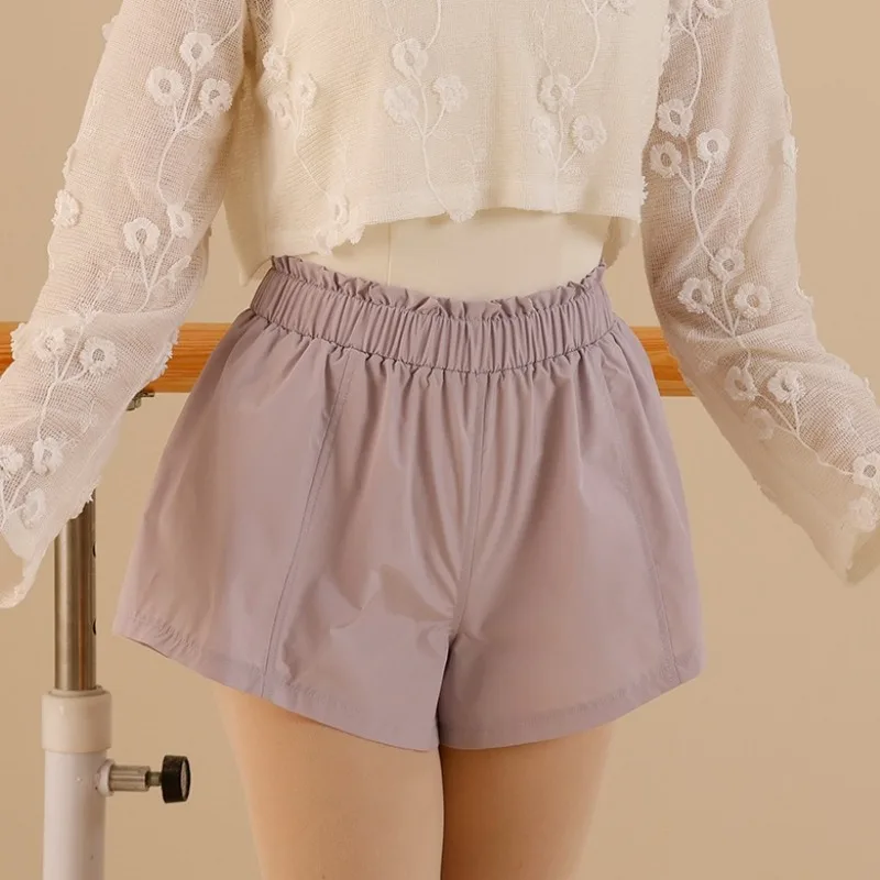 Women Ballet Dance Shorts Female High-waisted Ruffled Lace Short Loose Women'sballet Dance Wear Adult Basic Training Clothes