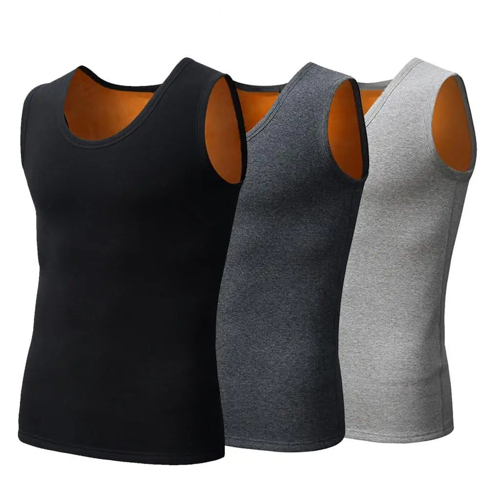 Simple Waistcoat Sleeveless O Neck Slim Double Sided Plush Men Underwaist