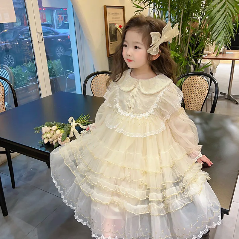 \' Princess And Autumn Children\'S Western Style Baby \' Lolita Girls\' Spring Gauze Dress