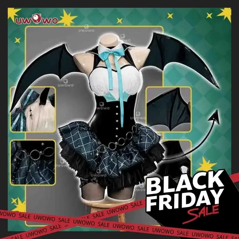 

В НАЛИЧИИ UWOWO Mikku Косплей Крылья Дьявола Готическое Платье Хэллоуин Косплей Костюм Милый Наряд Для Ролевых Игр