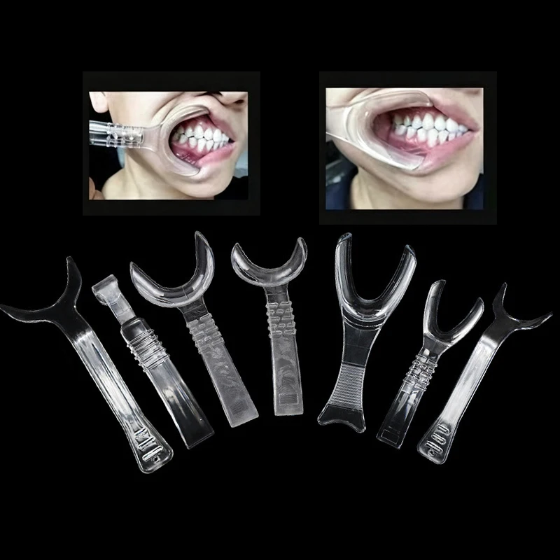 1pair Dental Lip Cheek Retractor Mouth Opener T-Shape Transparent Mouth Lip Opener