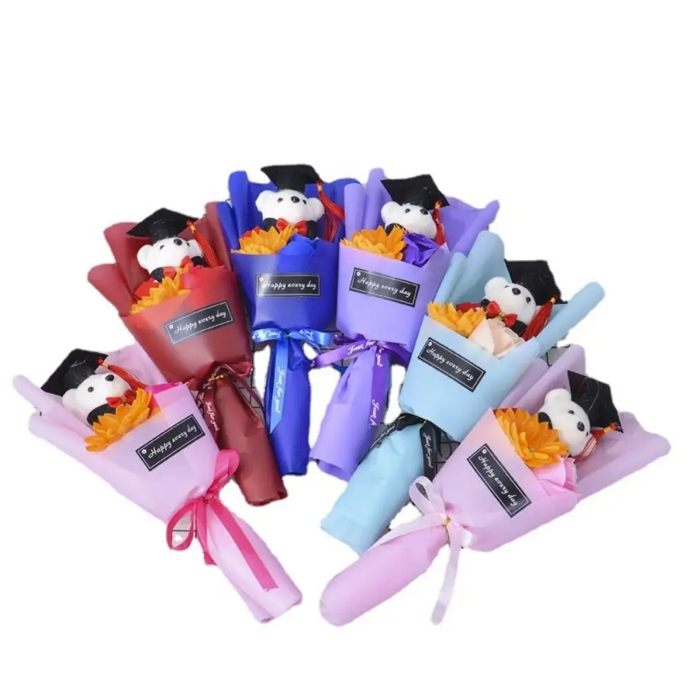 

Букет животных, украшение для букета, выпускной букет медведя, милый букет медведя, элегантный мультяшный докторский медведь, студенческий подарок