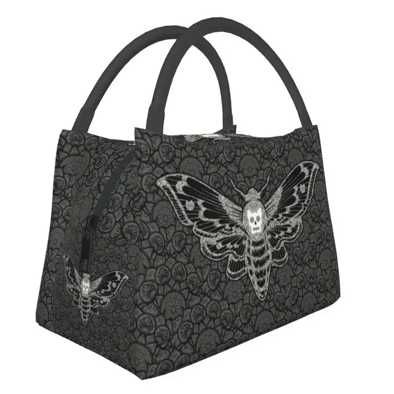 Gothic Death Moth Resuable Lunch Box Women Waterproof Cooler Thermal Food Insulated Occult Witchcraft Lunch Bag Picnic Bags
