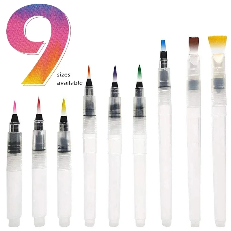 ชุดแปรงสีน้ํา 9 ชิ้น, แปรงสีน้ําดินสอสีละลายน้ําสําหรับผู้เริ่มต้นหรือเด็ก, ใช้งานง่ายและเติมภาพวาด