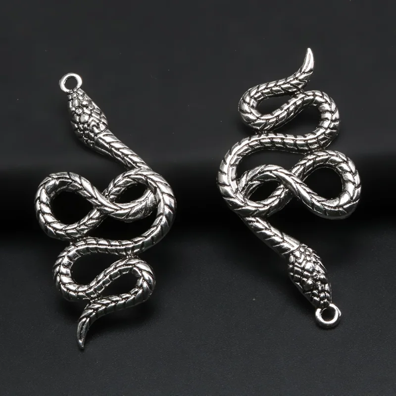 6pcs Silver Plated Viper Alloy Pendant Punk Necklace Earrings Metal Accessories DIY Charm Jewelry Crafts Making A1676