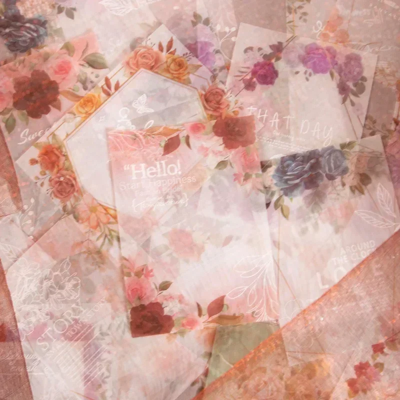 15 stücke Material Memo schneidbare Hintergrund Transparente Blume Scrapbooking Transparent Papier Säure Schwefels Basis papier 110*172 MM