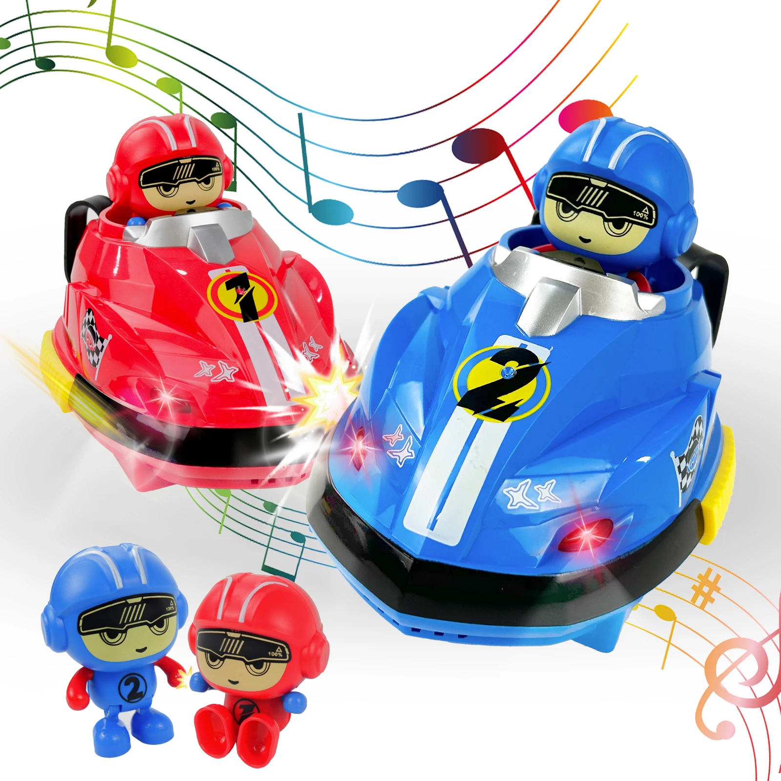 RC Toy 2.4G Bumper Car Pop-up Doll Crash Bounce Ejection Light Children\'s Remote Control Toys Gift for Parenting