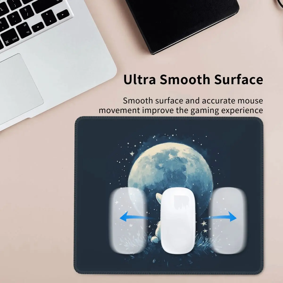 Cute Space Little Bunny Rabbit Mouse Pad Computer Keyboard Mouse Mat Gaming PC Desk Mat Office Accessories Table Mats