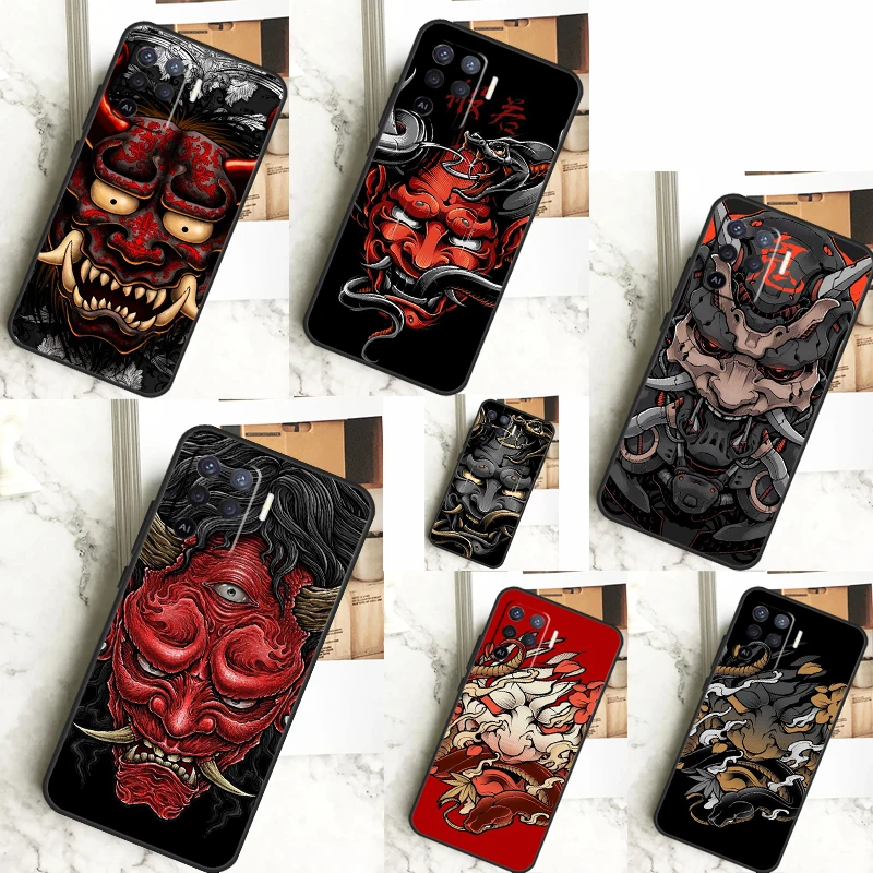 Japanese Hannya Mask For OPPO A53S A57S A54S A38 A78 A58 A79 A15 A17 A77 A16 A76 A96 A52 A72 A5 A9 A94 A74 Case