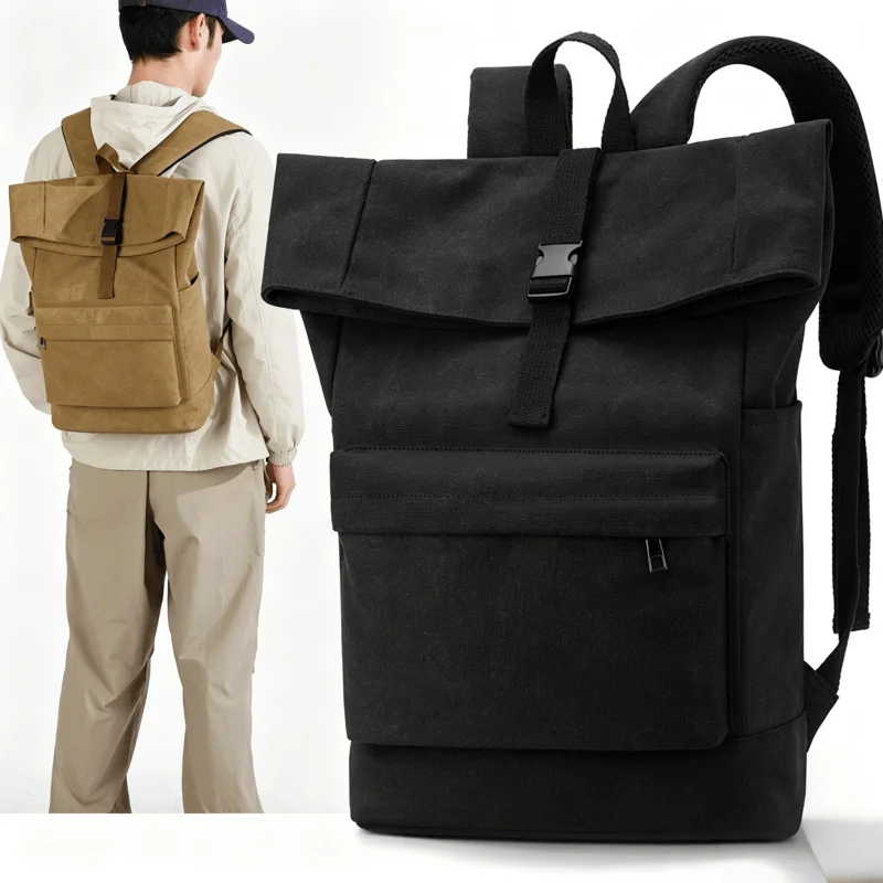 

Large Capacity Canvas Backpack Men's Casual Travel Laptop Bag with Computer Compartment for Business Trip College Student Bags