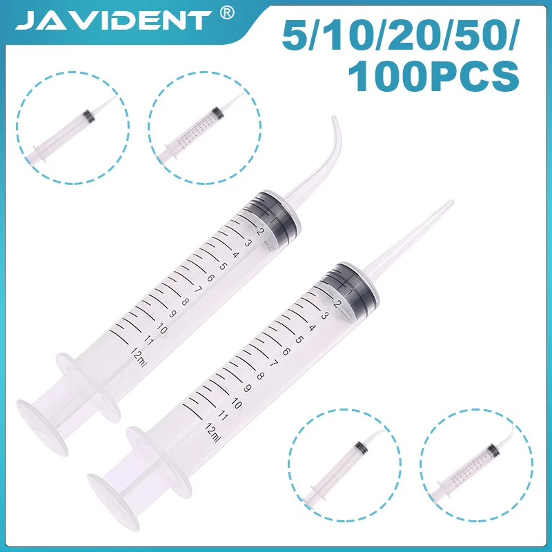 12 ml Syringes for Liquid  Individually Packed Sterile Plastic Syringes Without Needle, Transparent Whitening Dental Instrument