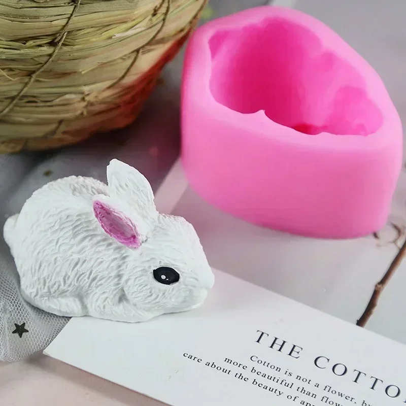 3D Rabbit Silicone Mold Creative Cute Rabbit Plaster Ornament Candle Molds Kitchen Baking DIY Chocolate Candy Cake Decor Mould