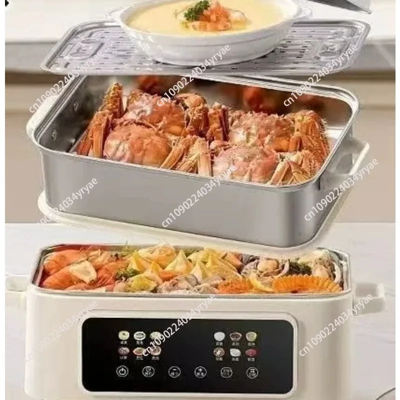 Stainless steel electric steamer household multi-functional three-layer large-capacity steamer new cooking integrated pot