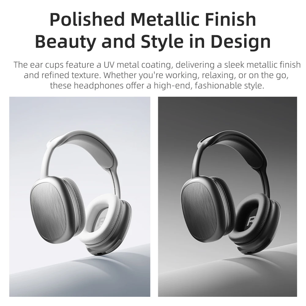 ROCK O5 Over the Ear Bluetooth 5.3 Headphones Sports Wireless Earphone Headsets with Microphone for Phone Call Fabric Eartips